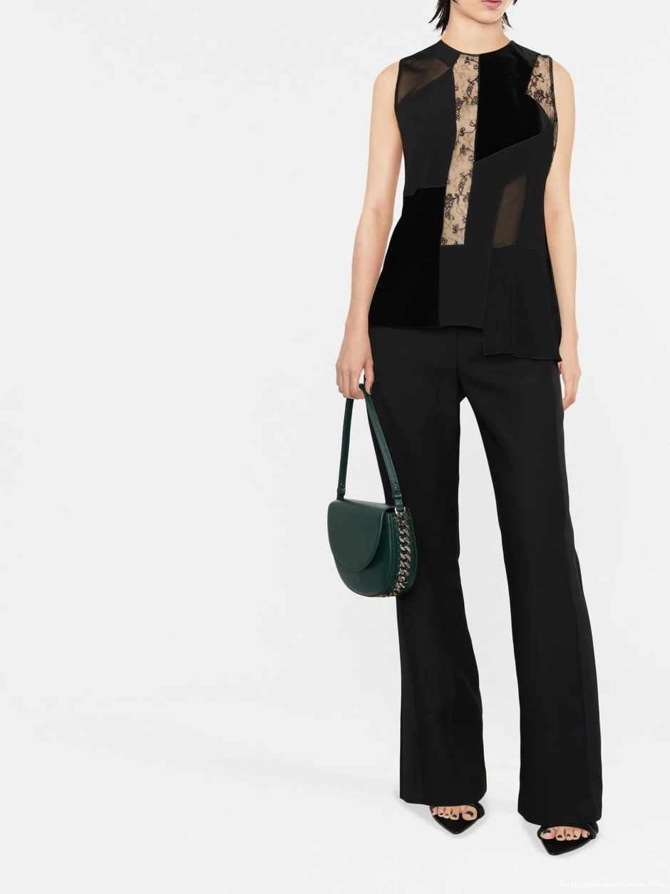 Affordable Stella lace-detail velvet Women top patchwork McCartney 0811